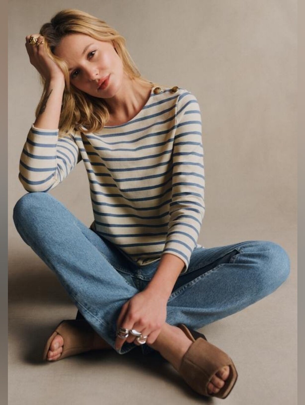 Sezane Colette Marinière Vintage blue/ecru NEW